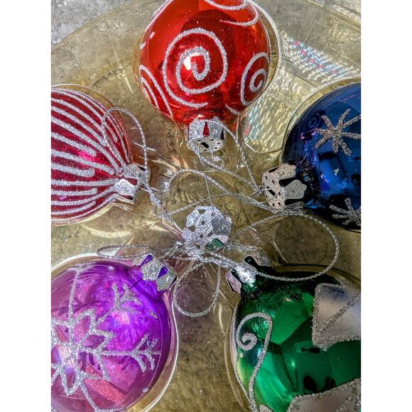 JC Penney Silver Ornament Tree Set 12 HANGING GLASS ORNAMENTS ONLY replacement - Picture 8 of 10